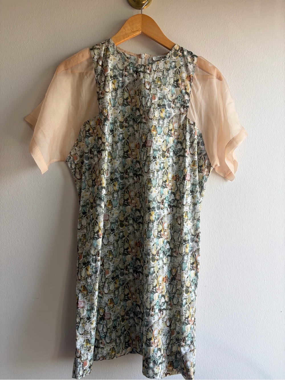 Impair Sheer Sleeve Floral Shift Dress - Pastel Multi
